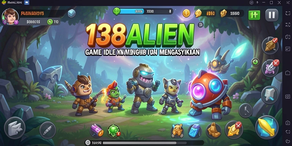 Screenshot gameplay utama 138ALIEN menampilkan karakter alien yang sedang bekerja.