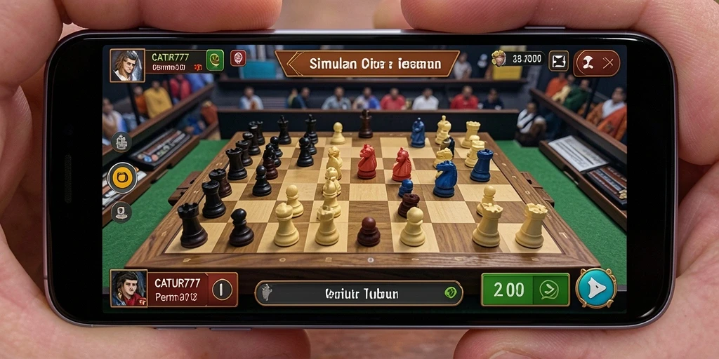 Screenshot gameplay yang menunjukkan pengalaman bermain catur yang mendebarkan.