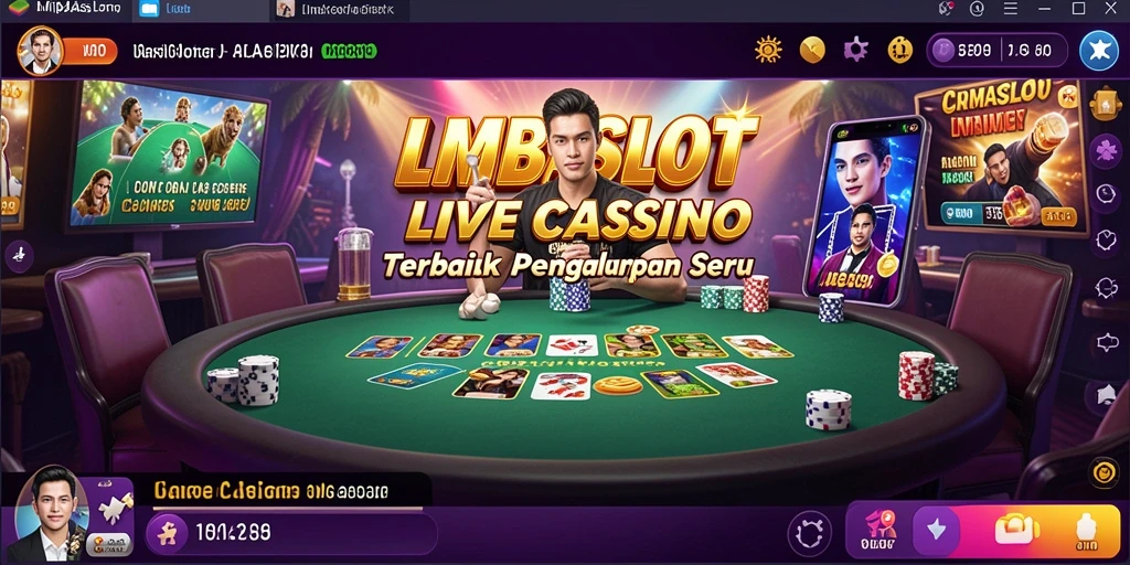 Gameplay seru LMBASLOT dengan dealer profesional di Live Casino.