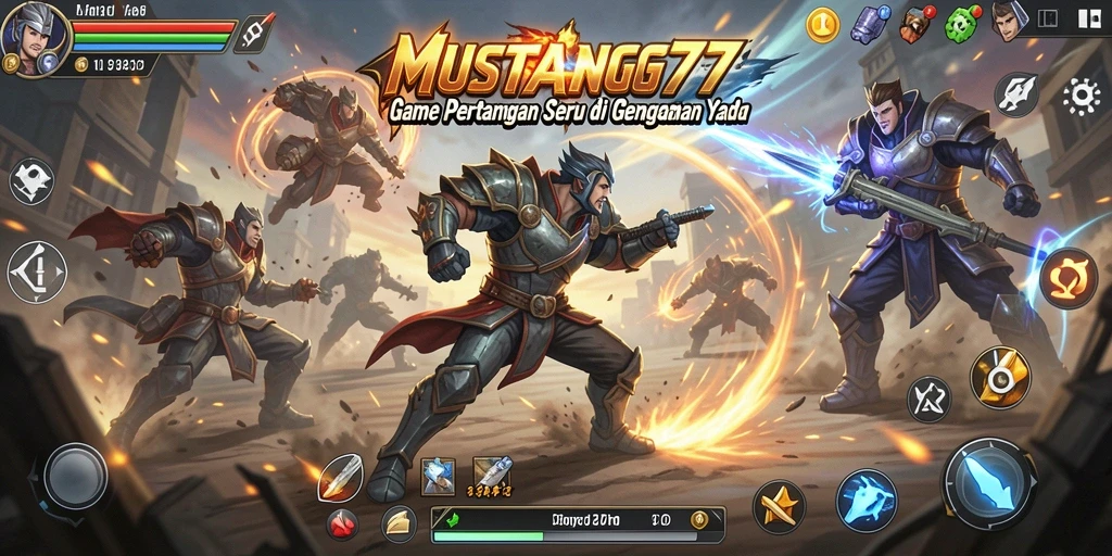 Screenshot gameplay MUSTANG77 menampilkan aksi pertarungan yang mendebarkan.