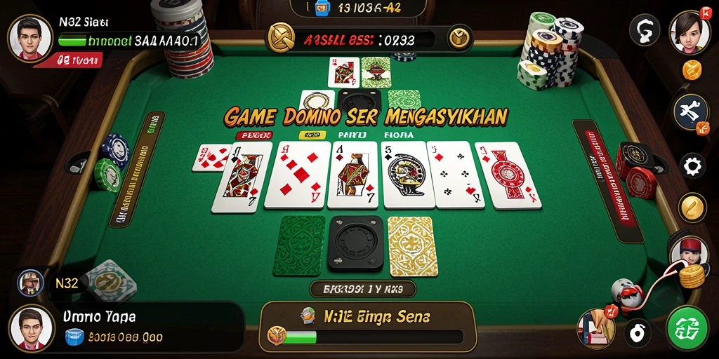 Screenshot gameplay N32 menunjukkan pertarungan seru antar pemain Domino.