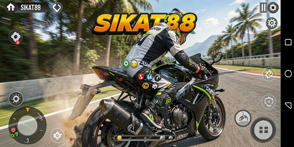 Screenshot gameplay SIKAT88 menampilkan balapan mendebarkan.