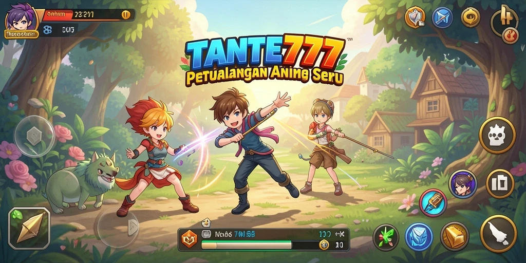 Screenshot TANTE777 menampilkan pertarungan seru antara karakter Anime.