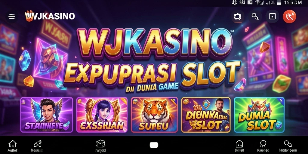Screenshot gameplay <strong>WJKASINO</strong> yang menunjukkan mesin slot berwarna-warni.