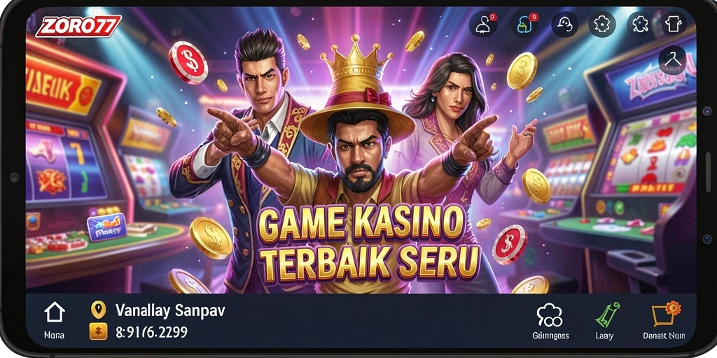 Gameplay seru dari ZORO77 yang menampilkan berbagai permainan Kasino.